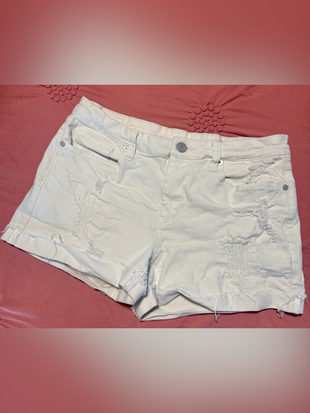 Blank NYC White Distressed Denim Jean Shorts